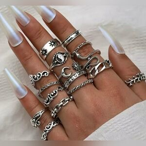 💥4/$10   16pc Silver stacking rings, NWT